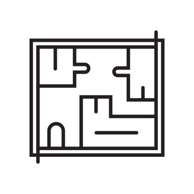 Harita simge vektör işareti ve beyaz arka plan üzerinde harita logo kavramı izole sembolü