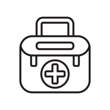 İlk yardım kiti simge vektör işareti ve beyaz arka plan üzerinde ilk yardım kiti logo kavramı izole sembolü