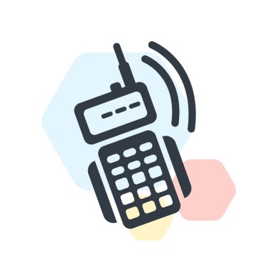 Walkie talkie simge vektör işareti ve üzerinde beyaz bac izole sembolü