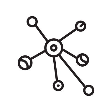 İzole beyaz arka plan, Atom işareti, çizgi üzerinde atom simge vektör 