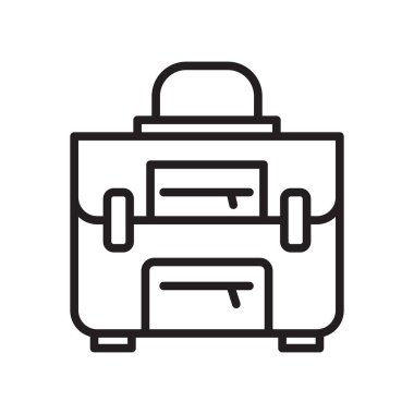 Okul çantası simge vektör işareti ve üzerinde beyaz backgro izole sembolü