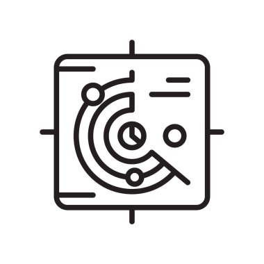 radar simge vektör izole beyaz arka plan, radar işareti, lin