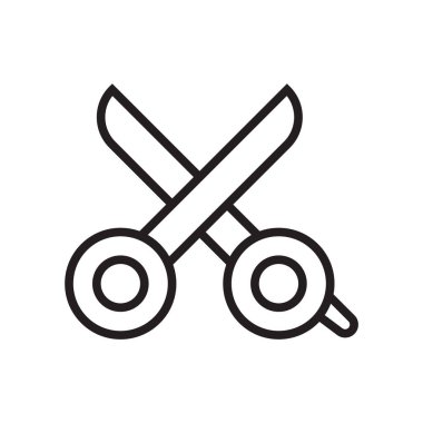 Makas simge vektör işareti ve beyaz arka plan üzerinde makas logo kavramı izole sembolü