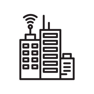 Anten simge vektör işareti ve beyaz arka plan üzerinde izole sembolü ile bina anten logo kavramı ile bina