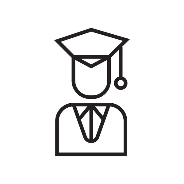 Sinal de vetor de ícone de graduação e símbolo isolado no fundo branco, conceito de logotipo de graduação — Vetor de Stock