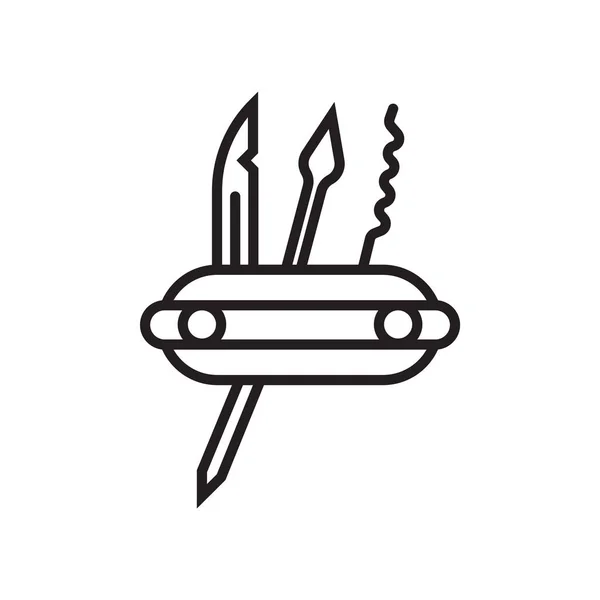 Suizo cuchillo del ejército icono vector signo y símbolo aislado sobre fondo blanco, suizo cuchillo del ejército logo concepto — Vector de stock