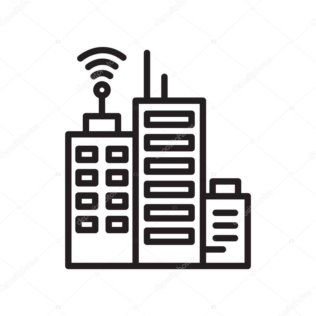 Building with antenna icon vector isolated on white background for your web and mobile app design, Building with antenna logo concept