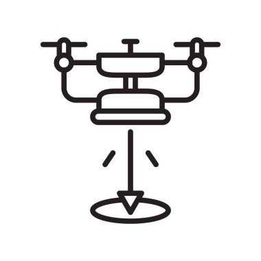 İzole beyaz arka plan, dron işareti, lin dron simge vektör
