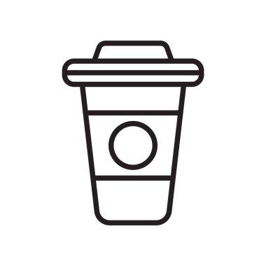 Kahve simge vektör işareti ve beyaz arka plan üzerinde kahve logo kavramı izole sembolü