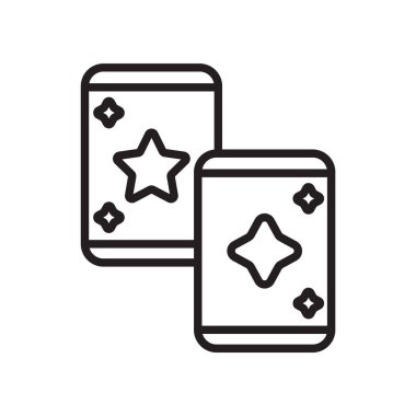 Kartları simge vektör işareti ve beyaz arka plan üzerinde kartları logo kavramı izole sembolü