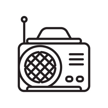 İzole beyaz arka plan, radyo işareti, lin radyo simge vektör