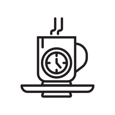 Çay zaman simge vektör işareti ve beyaz arka plan üzerinde çay zaman logo kavramı izole sembolü