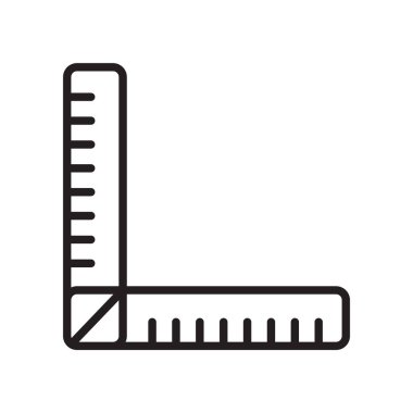 Cetvel simge vektör işareti ve beyaz arka plan üzerinde cetvel logo kavramı izole sembolü