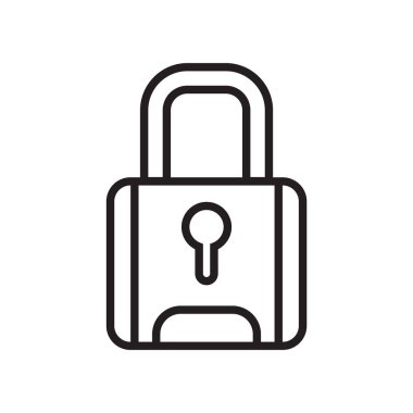 Asma kilit simgesi vektör işareti ve beyaz arka plan üzerinde asma kilit logo kavramı izole sembolü