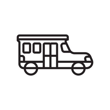 Okul otobüsü simge vektör işareti ve beyaz arka plan üzerinde okul otobüsü logo kavramı izole sembolü