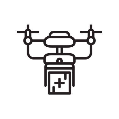 İzole beyaz arka plan, dron işareti, lin dron simge vektör