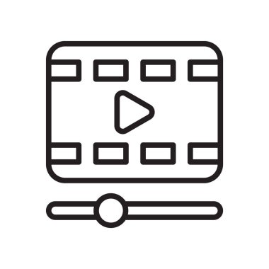 Film oyuncu simge vektör işareti ve beyaz arka plan üzerinde film oyuncu logo kavramı izole sembolü