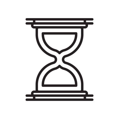 Kum saati simgesi vektör işareti ve beyaz arka plan üzerinde kum saati logo kavramı izole sembolü