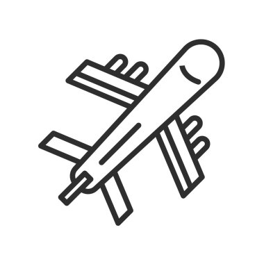 Uçan uçak simge vektör işareti ve üzerinde beyaz ba izole sembolü