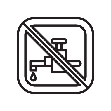 Hiçbir su simge vektör işareti ve beyaz arka plan üzerinde yok su logo kavramı izole sembolü