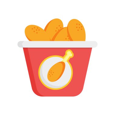 Kızarmış tavuk simge vektör işareti ve beyaz arkasında izole sembolü