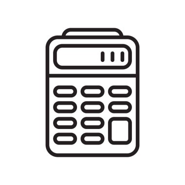 Hesap makinesi simge vektör işareti ve beyaz arka plan üzerinde hesap makinesi logo kavramı izole sembolü