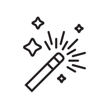 Sihirli değnek simge vektör işareti ve beyaz arka plan üzerinde sihirli değnek logo kavramı izole sembolü