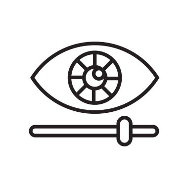 Kırmızı göz simge vektör işareti ve beyaz zemin üzerine kırmızı göz logo kavramı izole sembolü