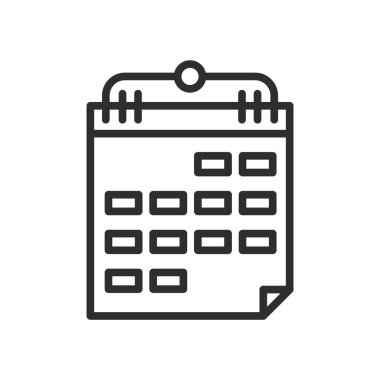 Aylık duvar takvimi simge vektör işareti ve wh izole sembolü