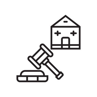 Açık artırma simge vektör işareti ve beyaz arka plan üzerinde açık artırma logo kavramı izole sembolü