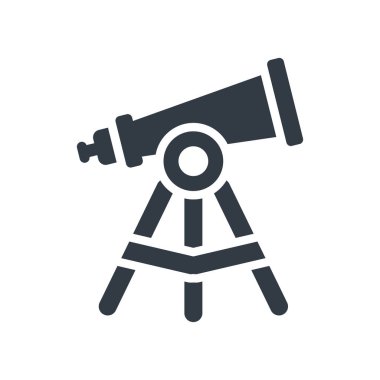 Teleskop simge vektör işareti ve üzerinde beyaz backgrou izole sembolü