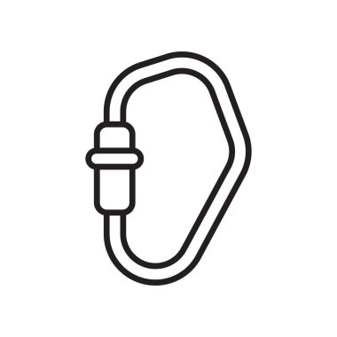 Çantanıza simge vektör işareti ve beyaz arka plan üzerinde Carabiner logo kavramı izole sembolü