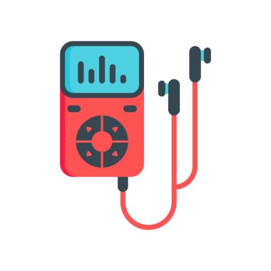 Müzik oyuncu simge vektör işareti ve üzerinde beyaz backg izole sembolü