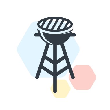 Barbacue simge vektör işareti ve üzerinde beyaz adam izole sembolü