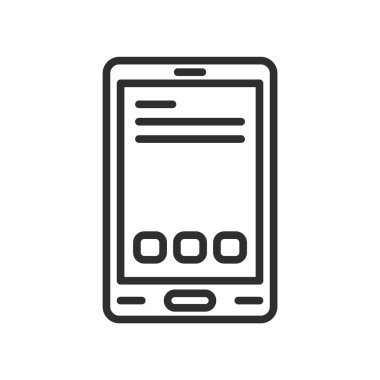 Dikey Smartphone simge vektör işareti ve üzerinde beyaz izole sembolü