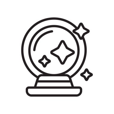 Kristal küre simge vektör işareti ve beyaz arka plan üzerinde kristal top logo kavramı izole sembolü