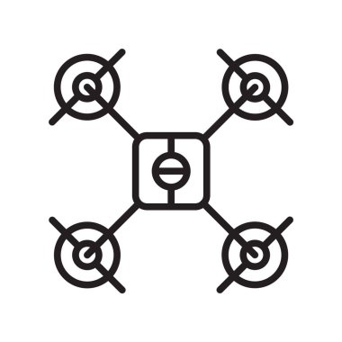 İzole beyaz arka plan, dron işareti, lin dron simge vektör