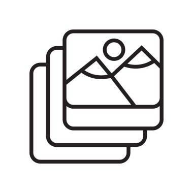 Galeri simge vektör işareti ve beyaz arka plan üzerinde Galeri logo kavramı izole sembolü