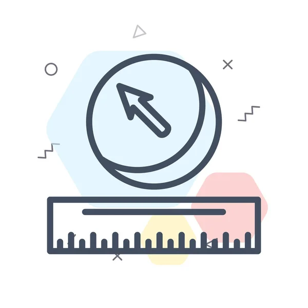 Medir icono signo vectorial y símbolo aislado sobre fondo blanco — Vector de stock