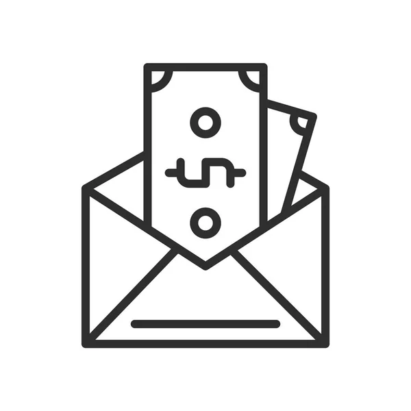 Envelope com dinheiro dentro ícone vetor sinal e símbolo isolado — Vetor de Stock