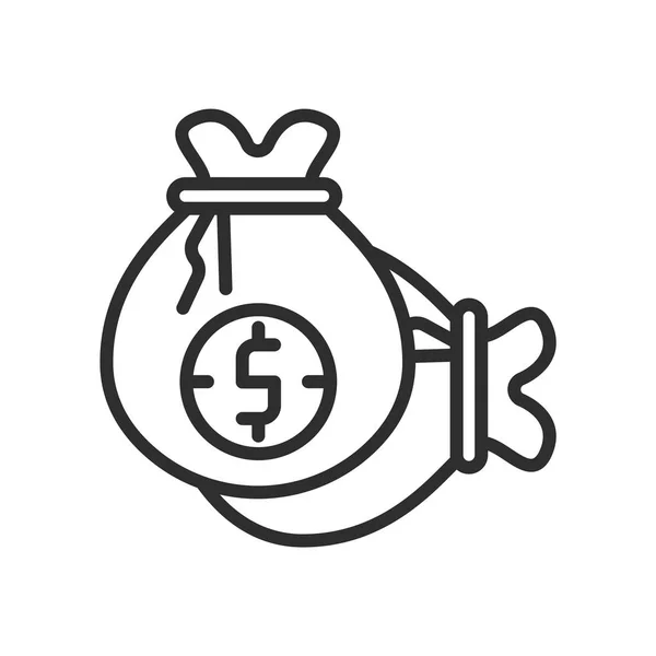 Full Money Bag icône vectoriel signe et symbole isolé sur blanc bac — Image vectorielle