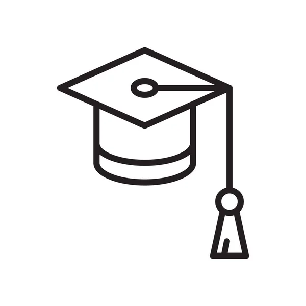 Étudiants diplôme chapeau icône vecteur signe et symbole isolé sur fond blanc, Étudiants diplôme chapeau logo concept — Image vectorielle