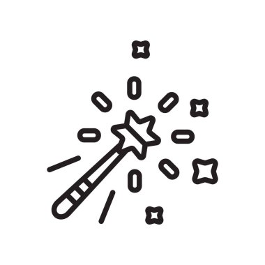 Sihirli değnek simge vektör işareti ve beyaz arka plan üzerinde sihirli değnek logo kavramı izole sembolü