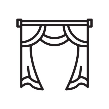 Perde simge vektör işareti ve beyaz arka plan üzerinde izole sembolü