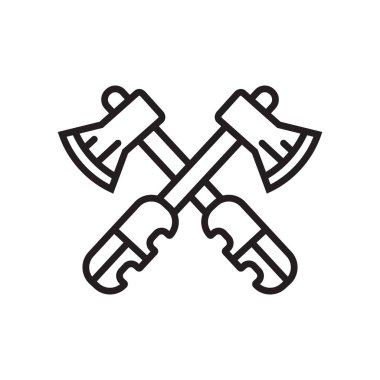 Balta simge vektör işareti ve beyaz arka plan üzerinde balta logo kavramı izole sembolü