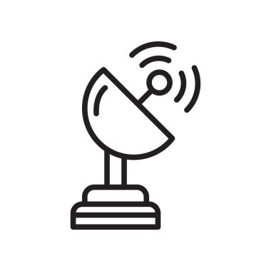 Uydu çanağı simge vektör işareti ve beyaz arka plan üzerinde uydu çanağı logo kavramı izole sembolü