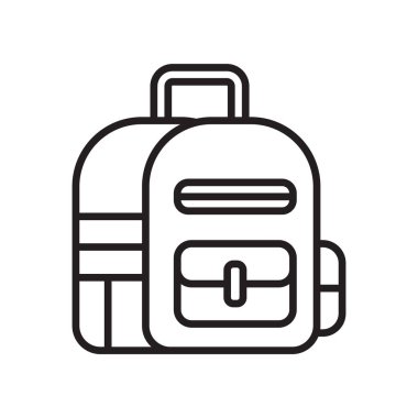 Simge vektör işareti ve beyaz zemin üzerine, sırt çantası logo kavramı izole sembolü sırt çantası