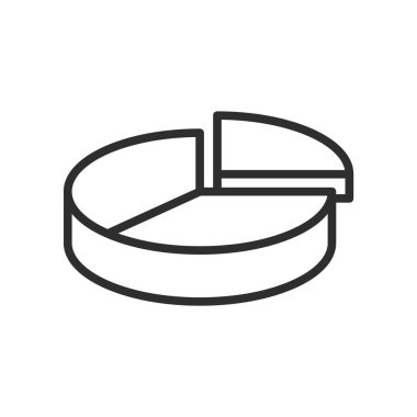 Pasta grafik istatistikleri simge vektör işareti ve WHI üzerinde izole sembolü