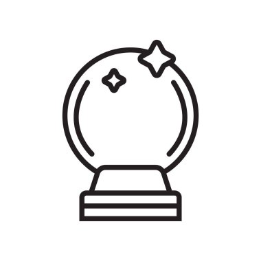 Kristal küre simge vektör işareti ve beyaz arka plan üzerinde kristal top logo kavramı izole sembolü