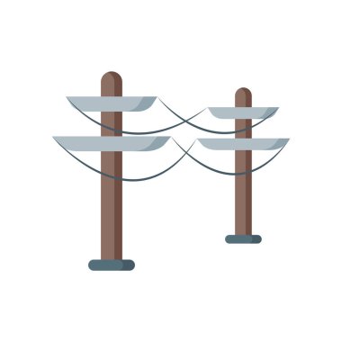 Elektrik Kulesi simge vektör işareti ve üzerinde beyaz bac izole sembolü